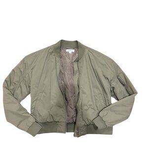 Evereve Olive Green Quilted Bomber Jacket